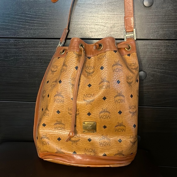MCM Drawstring Bag in Cognac